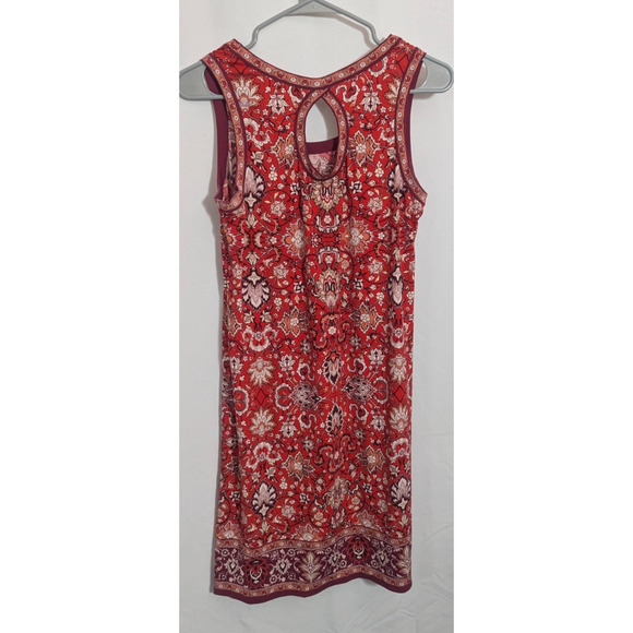 Max Studio Red Baroque Sleeveless Slinky Dress Small L1 Boho Summer Resort - Picture 6 of 7